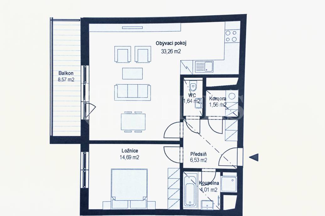 Prodej bytu 2+kk s lodžií, OV, 70m2, ul. Plzeňská 2761/315, Praha 5 - Stodůlky