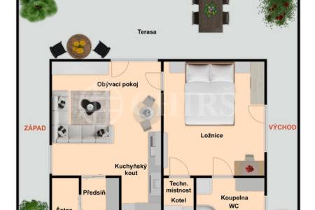 Pronájem bytu 2+kk s terasou, OV, 51m2, ul. Za vokovickou vozovnou 257/6, Praha 6 - Veleslavín
