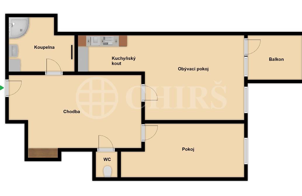  Pronájem bytu 2+kk s balkonem, OV, 51m2, ul. Trnkovo náměstí 1112/1, Praha 5 - Barrandov