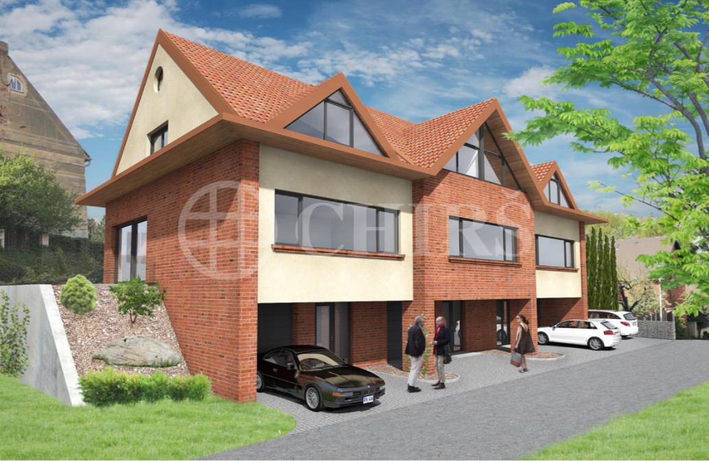 Prodej stavebního pozemku se studií pro výstavbu 3 řadových domů, U Dráhy, Praha 6 - Střešovice