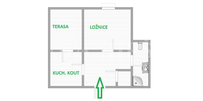 Pronájem bytu 1+1 s terasou, OV, 64m2, ul. Nad Cihelnou 312/28, Praha 4 - Podolí