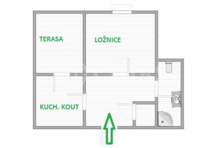 Pronájem bytu 1+1 s terasou, OV, 64m2, ul. Nad Cihelnou 312/28, Praha 4 - Podolí