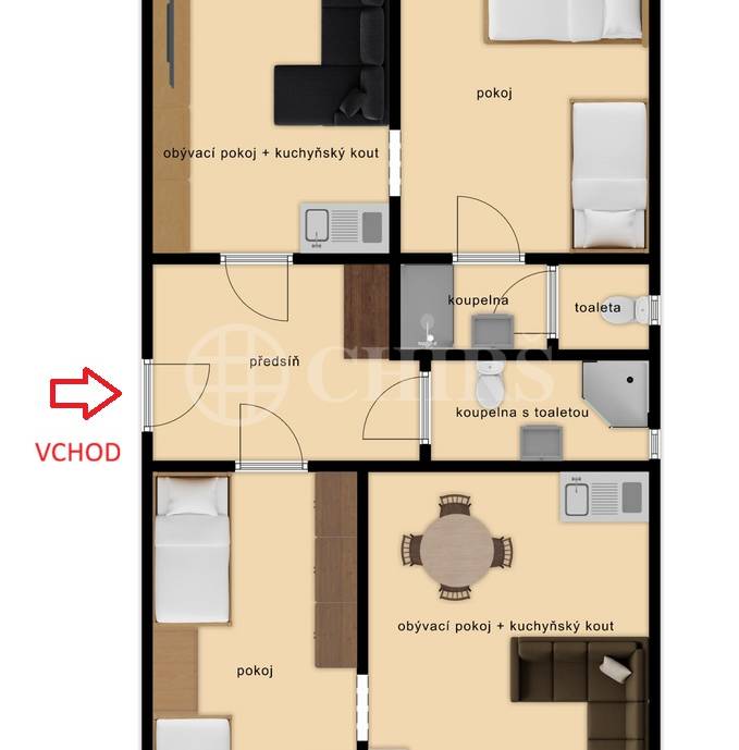 Pronájem bytu 4+kk, OV, 80m2, ul. U Santošky 1131/13, Praha 5 - Smíchov