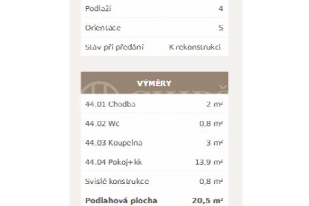 Prodej bytu 1+kk, OV, 27,1 m2, ul. Hanusova 62/17, Praha 4 - Michle