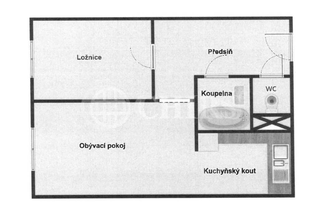 Pronájem bytu 2+kk, OV, 42m2, ul. U Valu 844/1, Praha 6 - Ruzyně