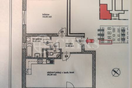 Prodej bytu 2+kk, OV, 54 m2, zahrada 160 m2. Rudolfa Holeky 636/2, Praha-9, Černý Most.