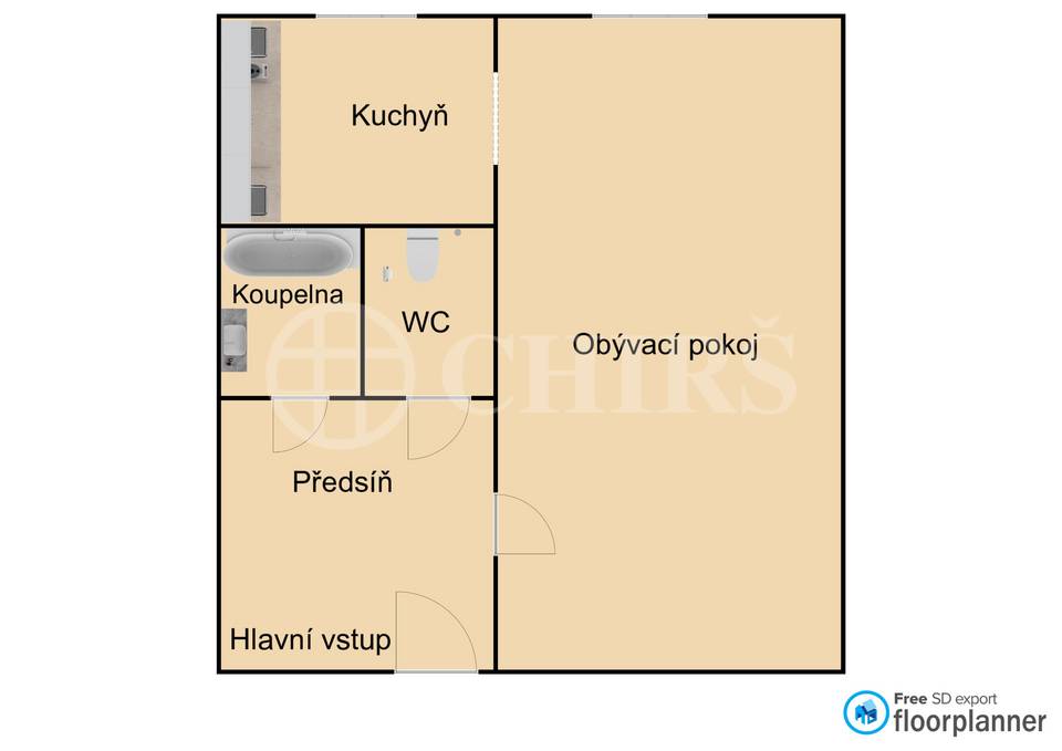 Pronájem bytu 1+kk, OV, 30m2, ul. Ledvinova 1707/1, Praha - 4 Chodov