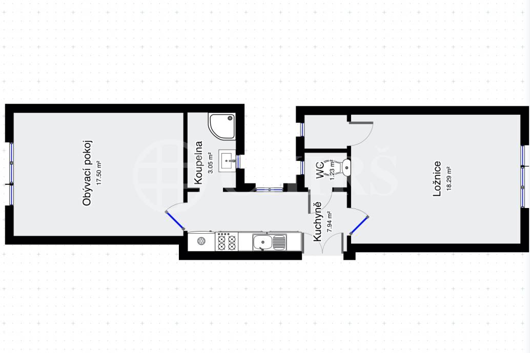 Pronájem bytu 2+kk, 53 m2, Šlikova 6, Praha 6 - Břevnov