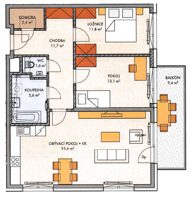 Prodej bytu 3+kk/B/GS, 89,20 m2, OV, Klementova 2886, Praha 5, Stodůlky