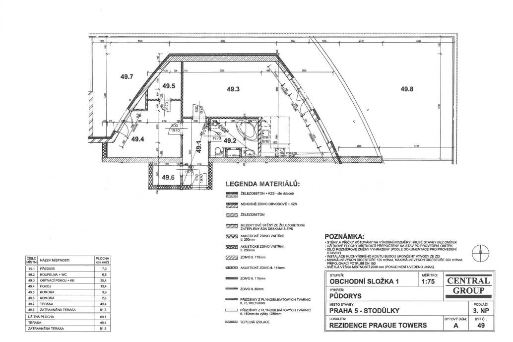 Prodej bytu 2+kk /T, OV, 72m2, ul. Tlumačovská 2766/26, Praha 5 - Stodůlky