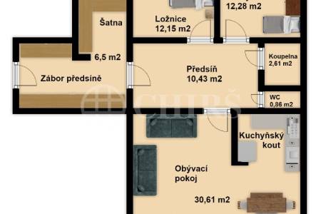 Prodej bytu 3+kk s lodžií, OV, 69m2, ul. Mádrova 3026/4, Praha 4 - Modřany