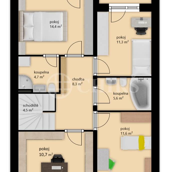 Prodej rodinného domu 5+kk s balkonem, garáží a zahradou, ul. Dělená 961/4, Praha 5 - Řeporyje