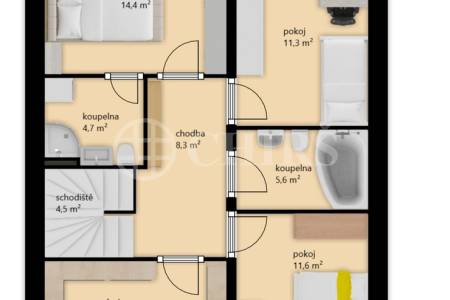 Prodej rodinného domu 5+kk s balkonem, garáží a zahradou, ul. Dělená 961/4, Praha 5 - Řeporyje