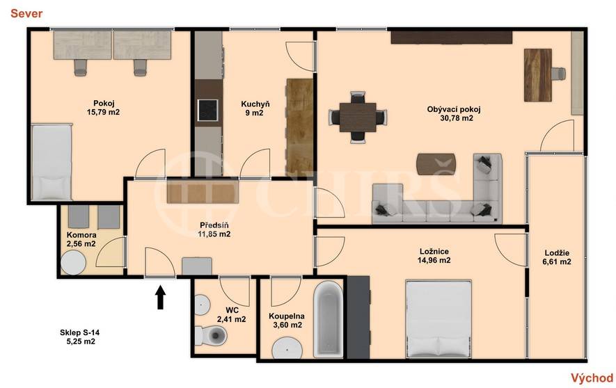 Prodej bytu 3+1 s lodžií, sklepem a garážovým stáním, OV, 105m², ul. Klausova 1360/13b, Praha 5 - Stodůlky