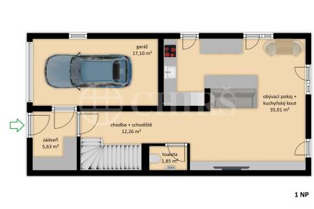 Prodej rodinného domu 4+kk, 119 m2, se zahradou a garáží, ul. Emy Destinové 519, Jinočany