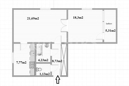 Prodej bytu 2+1 s balkonem, OV, 66m2, ul. Sluneční nám., Praha 5 - Stodůlky