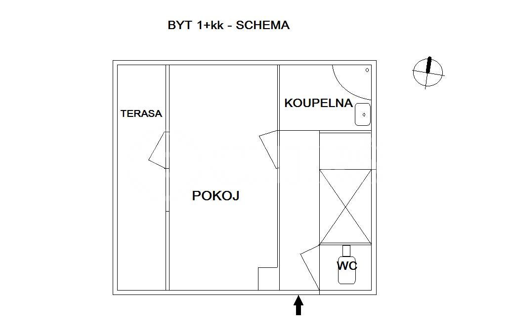 Prodej bytu 1+kk s balkonem, OV, 25m2, ul. V Zálomu 1270/9, Praha 4 - Nusle