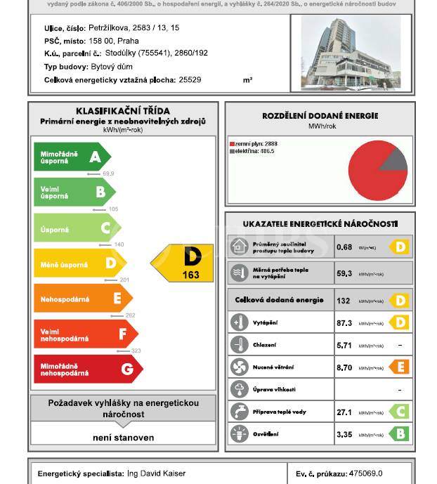 Pronájem bytu 2+kk s balkonem, OV, 90m2, ul. Petržílkova 2583/15, Praha 13 - Hůrka