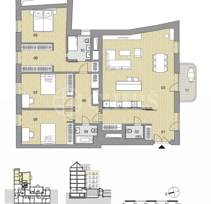 Prodej bytu 4+kk/B 163,50 m2, ul. Dlážděná, Praha 1 - Nové město