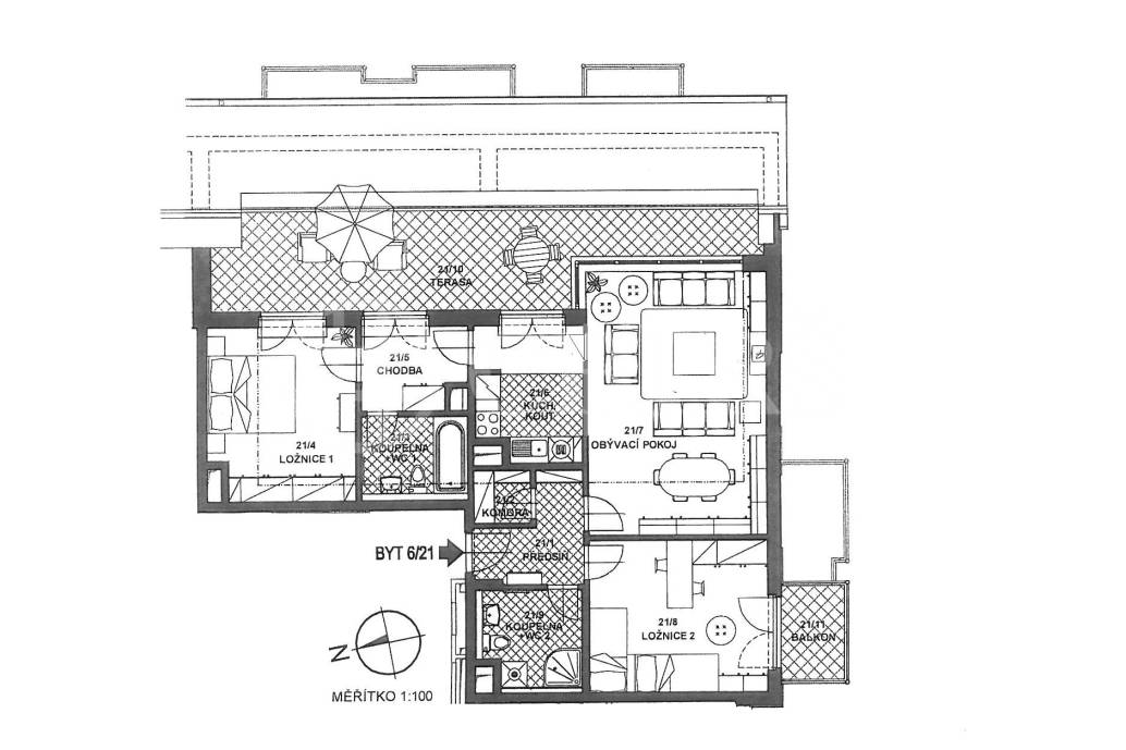 Prodej bytu 3+1 s terasou a balkonem, OV, 86 m2, ul. Heinemannova 2697/12, Rezidenční čtvrť Sladovna - Podbaba, Praha 6 - Dejvice