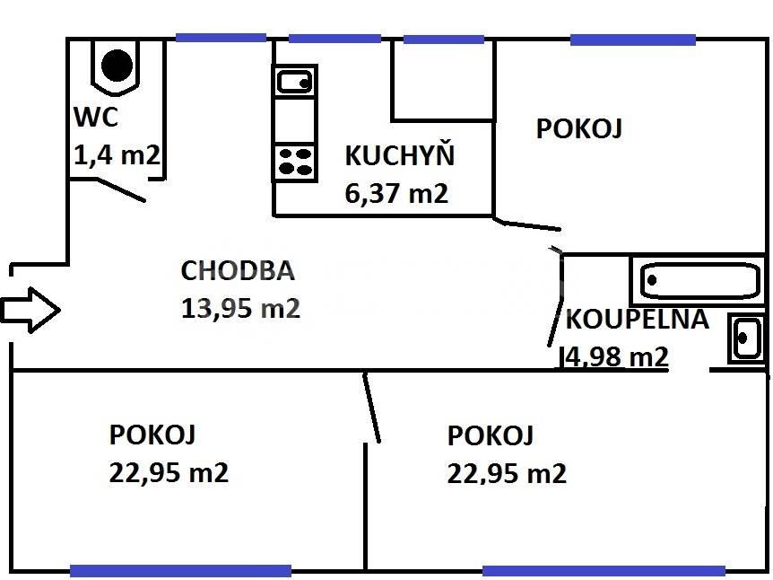 Prodej bytu 3+1, OV, 95m2, ul. Dr. Zikmunda Wintra 548/24, Praha 6 - Bubeneč