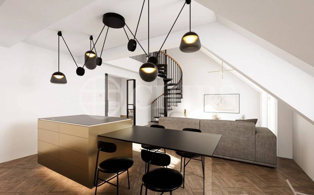 Prodej rozestavěné bytové jednotky - mezonet  3+kk, balkon, OV, 105,3 m², ul. Na Výšinách 900/8 - Praha 7 - Bubeneč