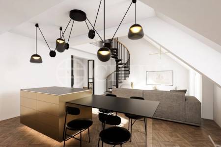 Prodej rozestavěné bytové jednotky - mezonet  3+kk, balkon, OV, 105,3 m², ul. Na Výšinách 900/8 - Praha 7 - Bubeneč