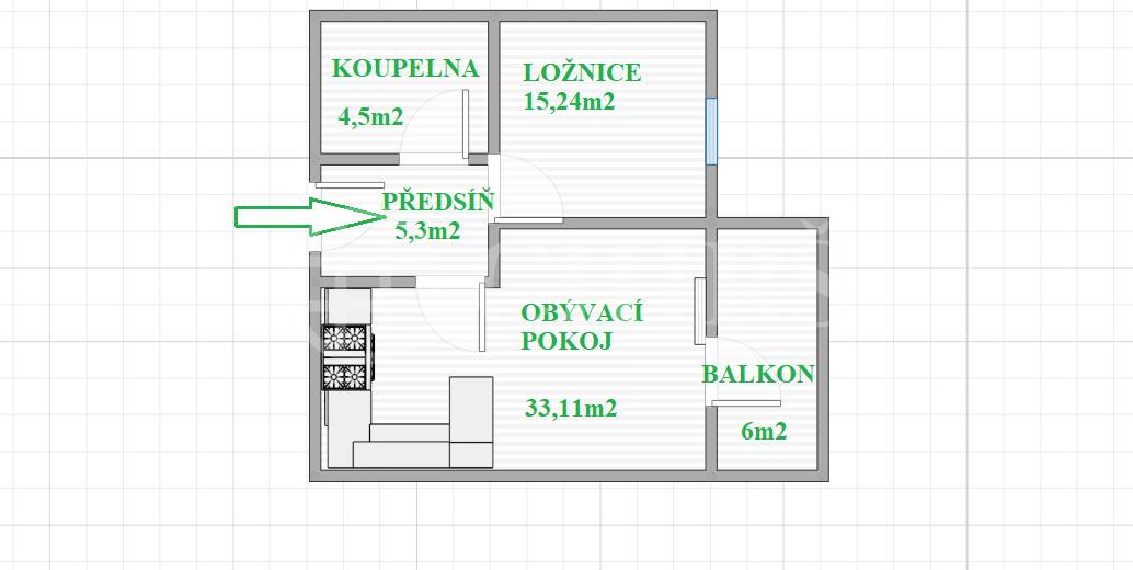 Pronájem bytu 2+kk s balkonem a garážovým stáním, OV, 58m2, ul. Petržílkova 2705/32, Praha 5 - Hůrka