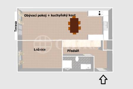 Pronájem bytu 2+kk s terasou, OV, 42 m2, ul. Werichova 1145/33, Praha 5 - Barrandov