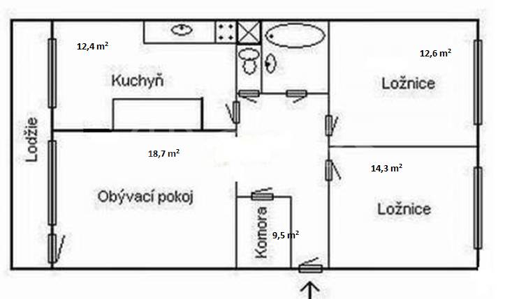 Pronájem bytu 3+1 s lodžií, DV, 73m2, ul. Píškova 1956/32, 155 00 Praha 5 - Stodůlky