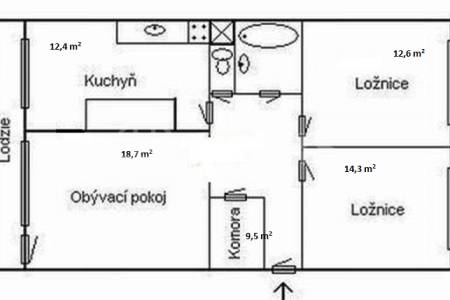 Pronájem bytu 3+1 s lodžií, DV, 73m2, ul. Píškova 1956/32, 155 00 Praha 5 - Stodůlky