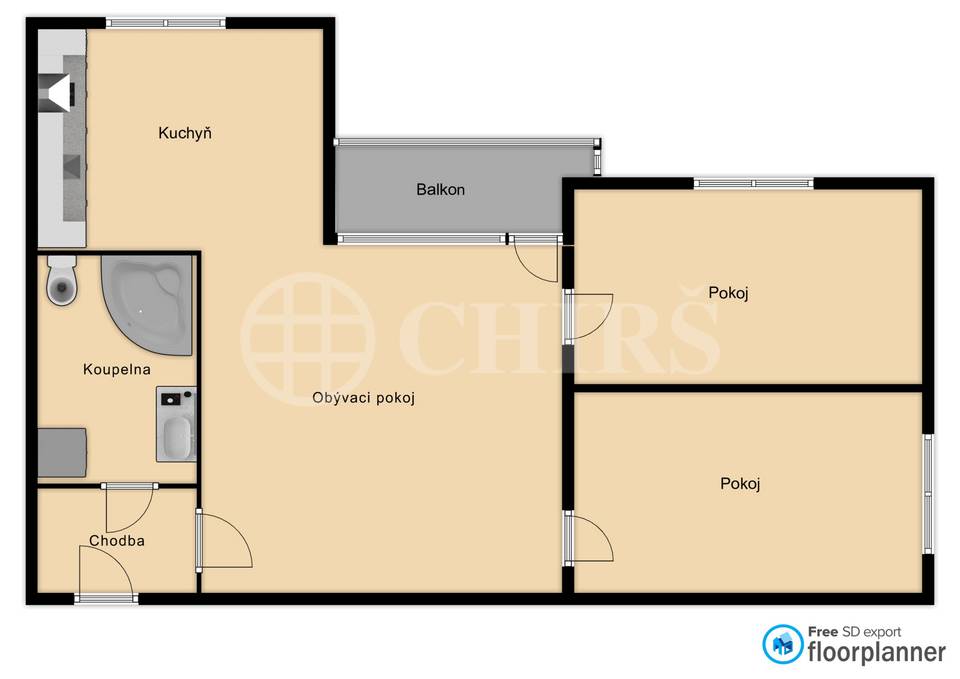 Prodej bytu 3+1, OV, 64 m2, ul. Žlutá, Chrášťany, okr. Praha-západ, Středočeský kraj