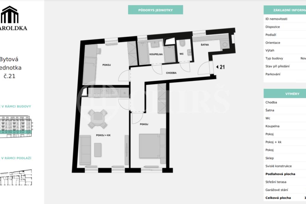 Prodej bytu 3+kk, terasa, GS, OV, 71,2 m2, ul. Maroldova, Praha 4 - Nusle