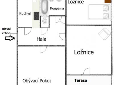 Prodej bytu 3+1 s terasou a garáží, OV, 77 m2, ul. Sluneční 185, Chýně, Praha - západ