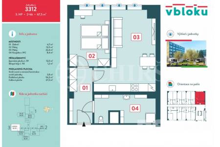 Prodej bytu 2+kk / parkovací stání / sklep.koje, 65 m2,ul. Peroutkova 531/81, Praha 5