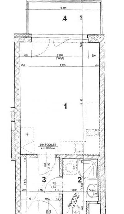 Pronájem bytu 1+kk s balkonem, OV, 30m2, ul. K Metru 227/151, Praha 5 - Stodůlky