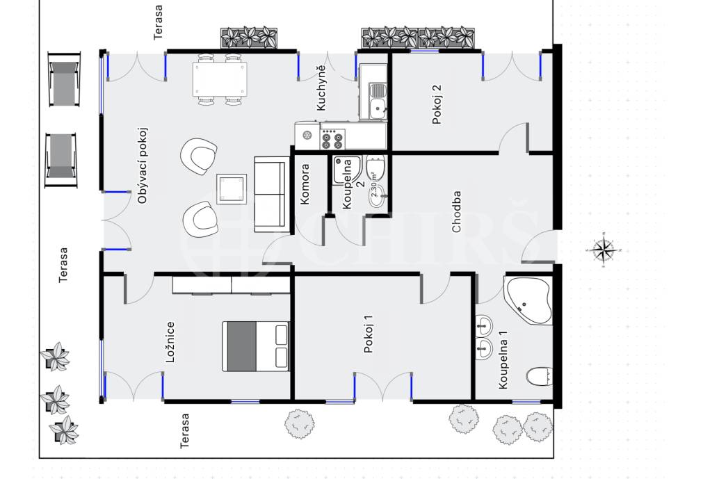 Prodej bytu 4+kk/T/GS, 105 m2 + 58 m2 terasa, Holubí 7, Praha 6 - Suchdol