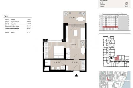 Pronájem bytu 1+kk s balkonem, OV, 42m2, ul. V Háji 1633/12, Praha 7 - Holešovice