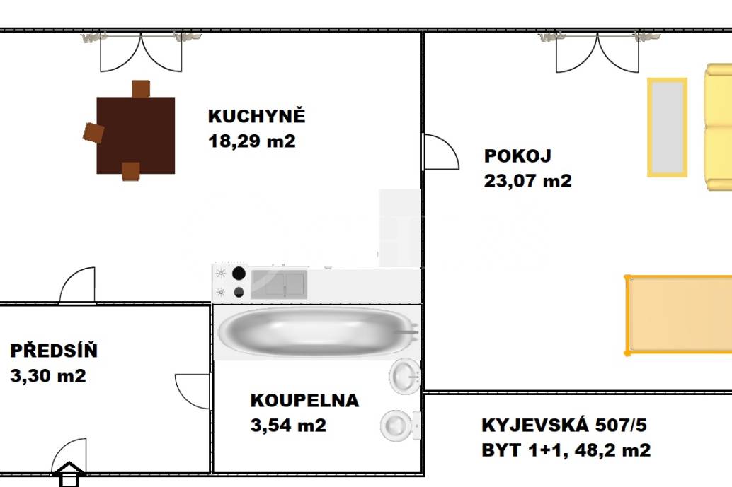 Prodej bytu 1+1, OV, 48 m2, ul. Kyjevská 507/5, Praha 6 - Dejvice