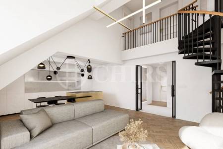 Prodej rozestavěné bytové jednotky - mezonet  3+kk, balkon, OV, 105,3 m², ul. Na Výšinách 900/8 - Praha 7 - Bubeneč