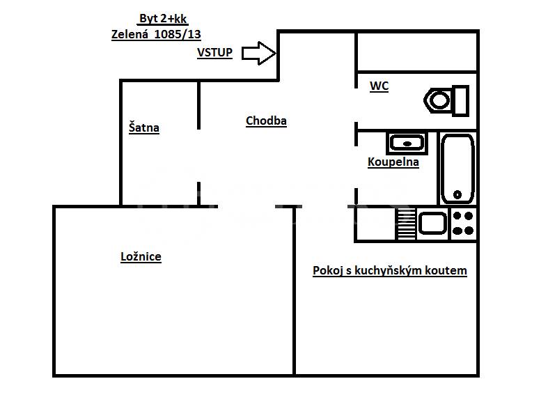 Prodej bytu 2+kk, OV, 59m2, ul. Zelená 1085/13, Praha 6 - Dejvice