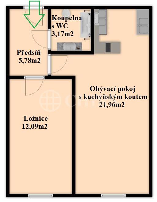 Prodej bytu 2+kk, OV, 43m2, ul. Nušlova 2287/39, Praha 5 - Stodůlky